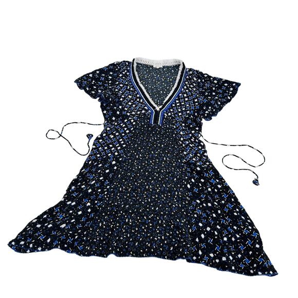 Poupette St. Barth V-neckline Short Sleeve Sasha Mini Dress Blue Size Small - Picture 2 of 9